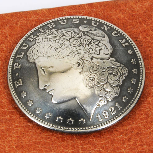 オールドモーガンコインコンチョ1921年(いぶし銀)VFネジ式 | レザー 