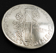 オールドマーキュリー1916～1945コインコンチョ<ダイム>ボタンループ式