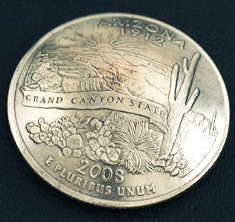 アリゾナ州クウォーターニッケルコインコンチョ ボタンループ式