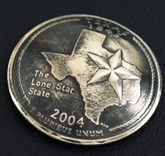 テキサス州クウォーターニッケルコインコンチョ（いぶし仕上げ） ネジ式