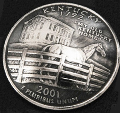ケンタッキー州クウォーターニッケルコインコンチョ（いぶし仕上げ） ボタンループ式