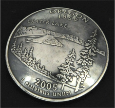 オレゴン州クウォーターニッケルコインコンチョ（いぶし仕上げ） ネジ式