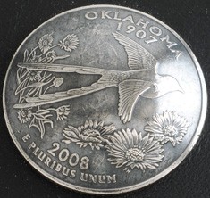 オクラホマ州クウォーターニッケルコインコンチョ（いぶし仕上げ） ネジ式